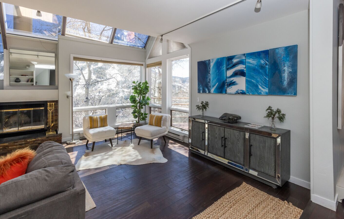 智能电视、壁炉、书