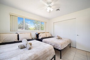 3 bedrooms, iron/ironing board, travel cot, WiFi