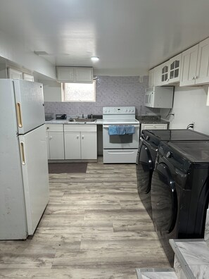Private kitchen - Charming 2-bedroom apartment in wonderful Irvington with AC, WiFi. Newly built. (Irvington)