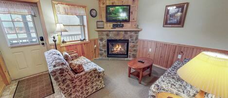 Televisie en een open haard