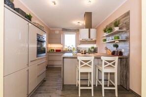 Fridge, oven, stovetop, dishwasher