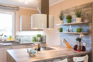 Fridge, oven, stovetop, dishwasher