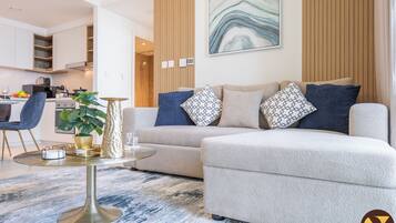 Appartement Luxe, vue ville | Coin séjour