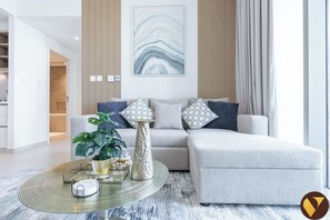 Apartamento de lujo, vistas a la ciudad | Zona de estar