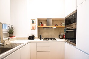 Fridge, microwave, oven, dishwasher