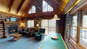 TV, fireplace