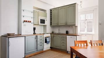 Basic Apartment, City View | Private kitchen | Mini-fridge, microwave, oven, stovetop