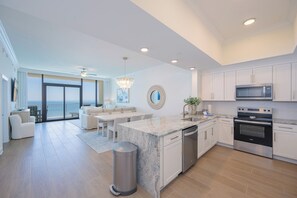 Fridge, microwave, oven, dishwasher