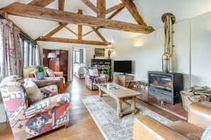 TV, fireplace