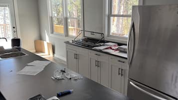Microwave, toaster, cookware/dishes/utensils