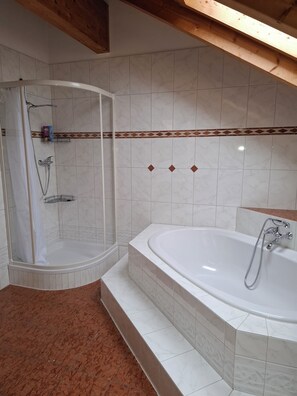Secadora de cabello, toallas, jabón, papel de baño 