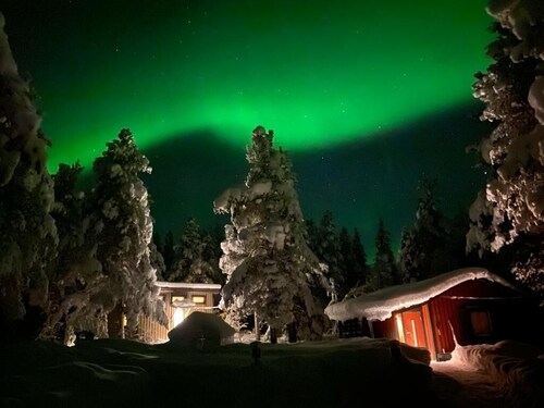Cosy tiny house with view on our husky kennel