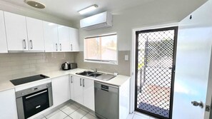 Fridge, microwave, dishwasher, coffee/tea maker