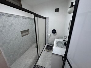 Shower, soap, toilet paper