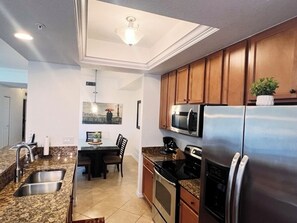 Fridge, microwave, oven, dishwasher