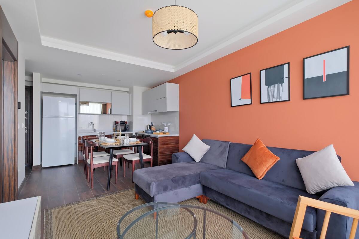 Design Apart Daire | Odada kasa, güneşlik/perde, ütü/ütü masası, ücretsiz kablosuz İnternet 