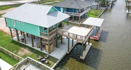 Salty Daze Waterfront Home on Christmas Bay with Ocean Views, Sleeps 10!