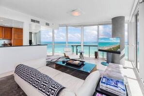 Luxury Suite, 2 Bedrooms, Kitchen, Ocean View | Living area | 55-inch TV with cable channels - The Setai Private Luxury Residences (Miami Beach)