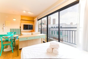 1 bedroom, blackout curtains, iron/ironing board, free WiFi