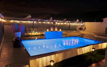 The pool is 5ft deep and lights up.