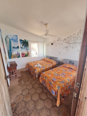 Desk, free WiFi, bed sheets