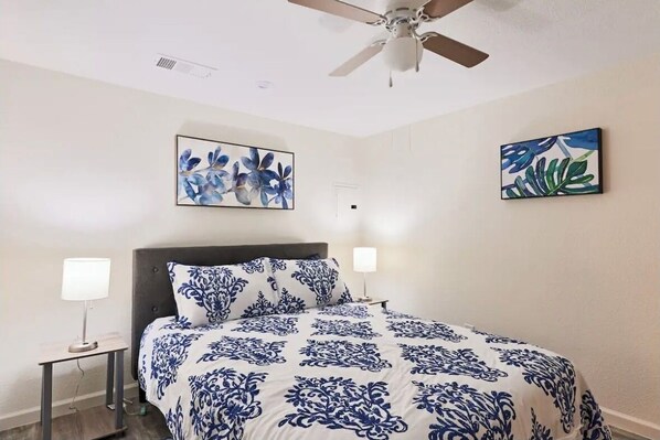 2 bedrooms, in-room safe, iron/ironing board, travel cot