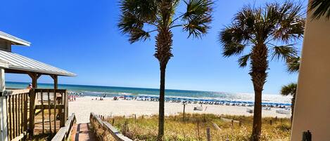 Sun-loungers, beach towels
