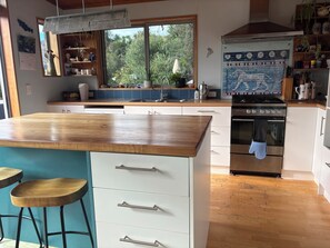 Fridge, oven, stovetop, dishwasher - Rural home with mountain views, large deck with spa pool, 15 minutes from Wānaka (Hawea Flat)