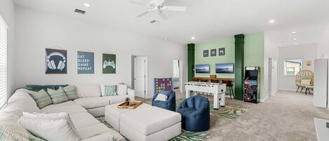 Smart TV, video games, table football, books