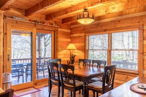 Dining - HawksNest View 4 car,No-Step Entry,2 Game Rooms,HT,Covered Decks,Fireplace,Fire Table,Grill,Pets (Seven Devils)