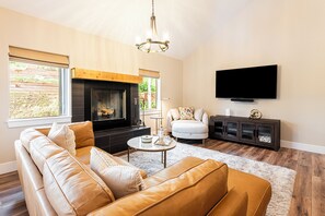 TV, fireplace, computer monitors