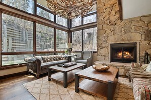 TV, fireplace