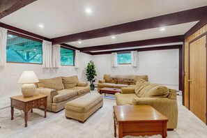 TV, fireplace