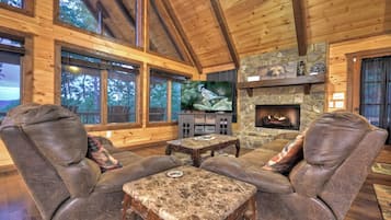 Televisión, chimenea, videojuegos y reproductor de DVD