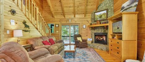 Smart TV, chimenea y reproductor de DVD