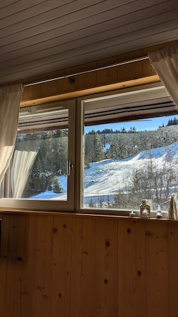 Interior. Cosy Studio Mezzanine Apartment with Mountain View and Balcony