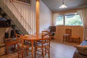 Dining - Cosy Studio Mezzanine Apartment with Mountain View and Balcony (Allevard)