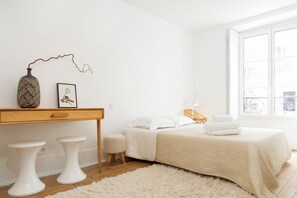 1 bedroom, desk, iron/ironing board, travel cot