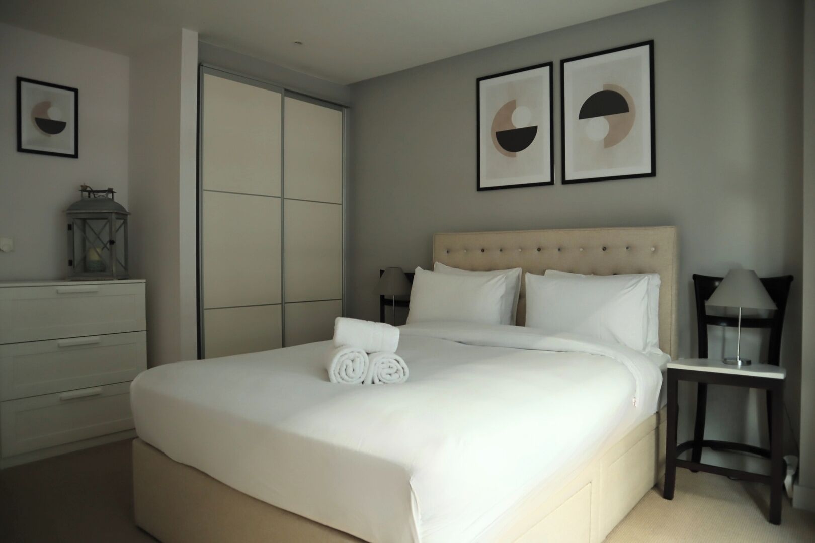 1 bedroom, desk, iron/ironing board, travel cot