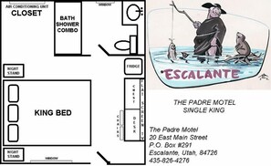 Comfort Single Room | Floor plan - The Padre Motel (Escalante)