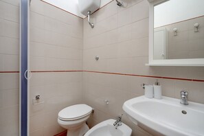 Douche, séchoir à cheveux, bidet, serviettes fournies