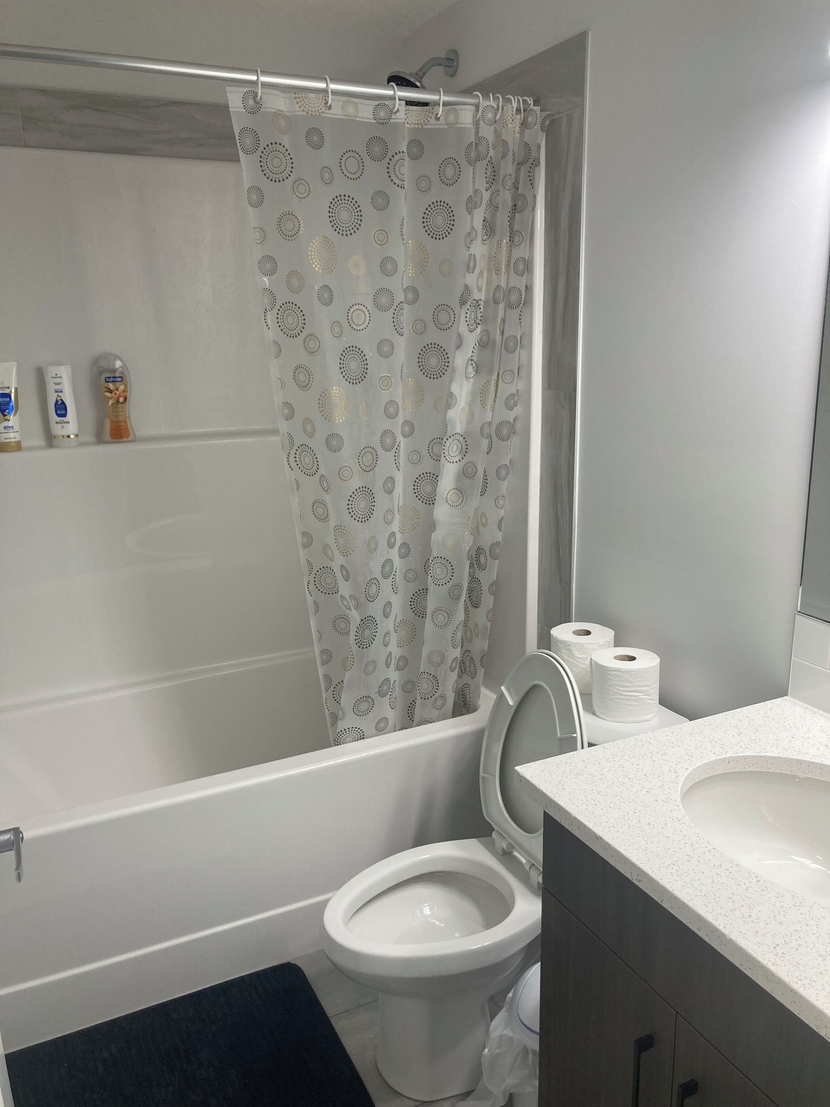 Serviettes fournies, savon, papier toilette