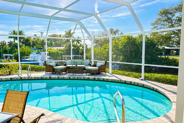 Pool - Waterfront home with pool, dock accessible to Gulf, dog friendly with AC & WD (Osprey)