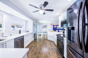 Fridge, microwave, oven, dishwasher