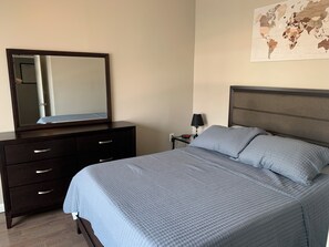 2 bedrooms, desk, iron/ironing board, travel crib