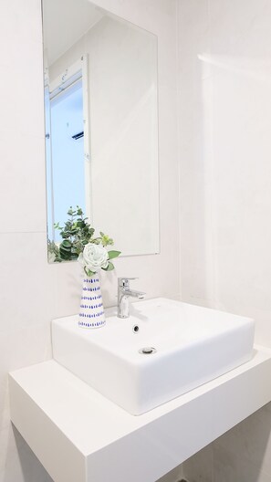 Séchoir à cheveux, serviettes fournies, savon, papier de toilette