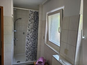 Dusche, Haartrockner, Handtücher