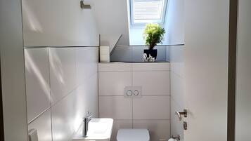 Regadera, secadora de cabello, toallas