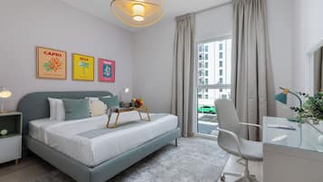 Exclusive-Apartment, 1 Schlafzimmer, Balkon | 1 Schlafzimmer, Zimmersafe, Verdunkelungsvorhänge, Bügeleisen/Bügelbrett