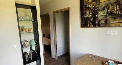 Bel appartement avec terrasse, face à Pérouges, au calme, à proximité de centre